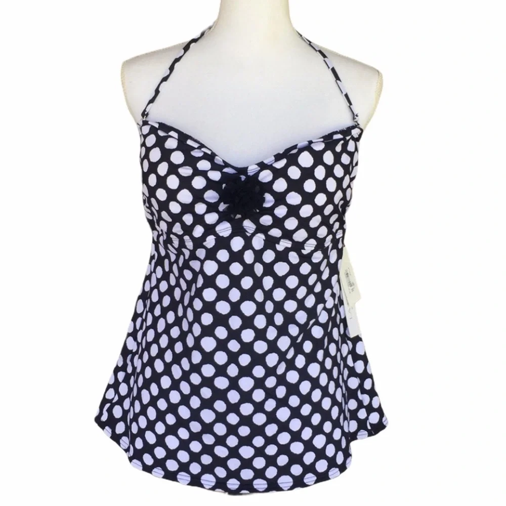 LA Blanca Polka Dot Swimsuit Tankini Top